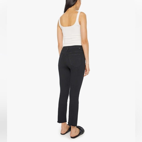 Mother The Stunner Zip Ankle Step Fray Jeans In Not Guilty Black Size 29 - Picture 3 of 15